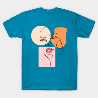 Surreal Face Line Design T-Shirt